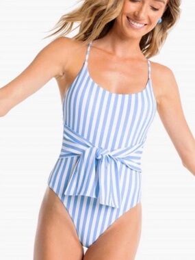 Southern Tide Boat Blue Seaside Adventure Stripe One Piece Swimsuit